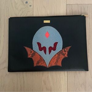 Faux Leather Superstellaheroes Zipped Clutch Black Blue